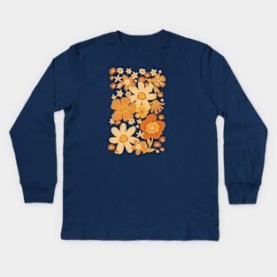 Groovy 60s Floral Party - Bronze Kids Long Sleeve T-Shirt